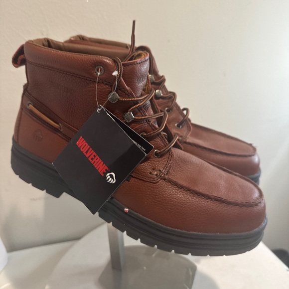 Wolverine Brown Leather Steel Toe Work chukka Brown Boots Size 13EW New